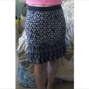 TJ MAX STUDIO Sexy Black Patterned Midi Skirt - XS